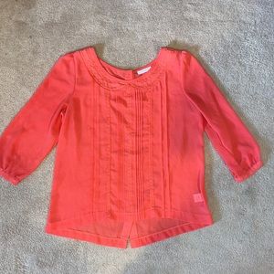 Lush Coral Lace Buttoned Blouse